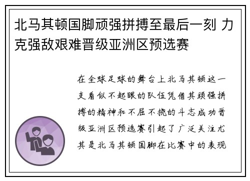 北马其顿国脚顽强拼搏至最后一刻 力克强敌艰难晋级亚洲区预选赛
