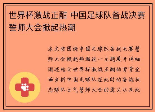 世界杯激战正酣 中国足球队备战决赛誓师大会掀起热潮